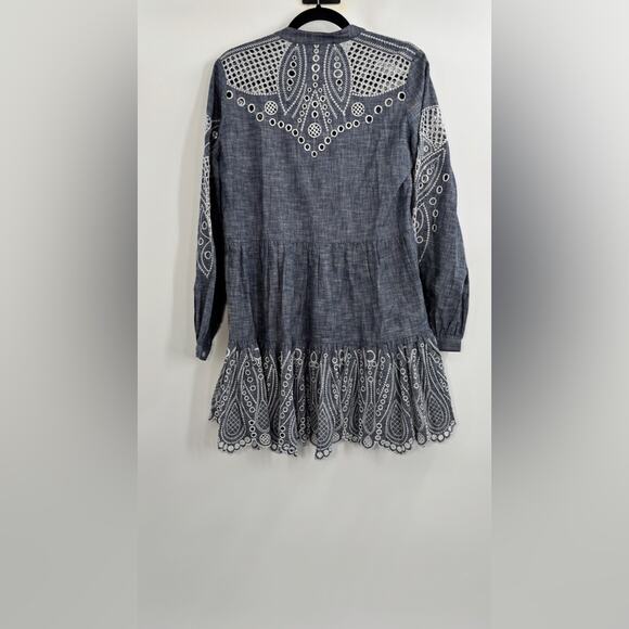 Veronica Beard Ariana Cotton Chambray Tiered Mini Dress - Picture 6 of 6